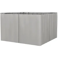 Outsunny 4 parois latérales pour pavillon de jardin tonnelle rigide 300 x 300 cm protéger de la pluie vent soleil gris clair(m-1)