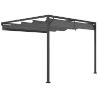 Outsunny 3 x 3 m Pergola, with Sliding Canopy - Grey(m-1)