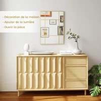 HOMCOM Miroir mural verrière rectangulaire style fenêtre, horizontal ou vertical avec 4 crochets, en métal doré - 50x70 cm(m-4)