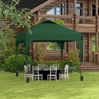 Outsunny Carpa de Jardín 2,5x2,5x2,68 m Protección UV 50+ Ajustable en Altura con 4 Bolsas de Arena y Bolsa de Transporte Verde(m-10)