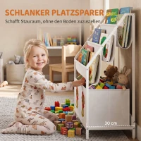 AIYAPLAY Kinderboekenkast met 3 hangende boekenplanken en 2 lades, 60 x 30 x 76 cm, wit(m-6)