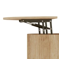 HOMCOM Table basse relevable, table de salon avec compartiment caché et plateau à fermeture douce, bois naturel(m-11)