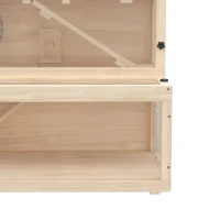 PawHut Wooden Hamster Cage with Hut, Wheel, Ramps, Removable Viewing Panels, 80 x 50 x 84 cm, Natural(m-13)