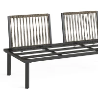 Outsunny Lounge Tuinmeubelset 5-6 Personen Tuinlounge Set met 2-zits Tuinbank, 2 Stoelen, Hoekstoel, Lamellen-tafel, Voetenbank(m-13)