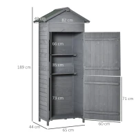 Outsunny Wooden Garden Storage Shed Utility Gardener Cabinet w/ 3 Shelves, Tilted-felt Roof and Two Lockable Doors, 79cm x 49cm x 191.5cm, Dark Grey(m-14)
