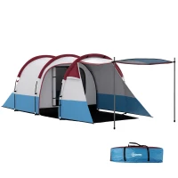 Outsunny Campingzelt, für 2 Personen, Laternenhaken, drei Eingänge, wasserdicht, Rot(m-12)