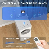 HOMCOM Aire Acondicionado Portátil 7000 BTU 4 en 1 Enfriamiento Deshumidificador Ventilador Modo de Sueño para 26 m² Blanco(m-6)
