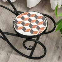 Outsunny Blumentreppe Pflanzenregal 2 Ablagen Pflanzenständer Retro-Design Deko Metall 75L x 22 x 37,5 cm(m-6)