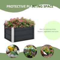 Outsunny 108L Raised Garden Bed, Galvanized Steel Elevated Planter Box w/ Installation Gloves for Backyard, Patio to Grow Vegetables, Herbs, and Flowers, 66 x 47 x 40cm, Grey(m-5)