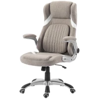 Vinsetto Sedia da Ufficio Reclinabile con Altezza Regolabile in Tessuto, 68x76x109-117 cm, Marrone Chiaro(m-10)