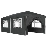 Outsunny Gazebo 3x6 m per 12-18 Persone ad Altezza Regolabile con Fori di Drenaggio, in Metallo e Tessuto Oxford Grigio(m-1)