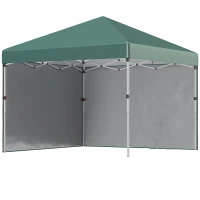 Outsunny Faltpavillon, 2 Seitenwände, höhenverstellbar, mit Transporttasche, rostfreies Stahlgestell, 3 x 3 m, Grün(m-1)