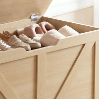HOMCOM Storage chest, storage bench with flip-top lid and safety hinges, 80 x 40 x 45 cm, natural(m-7)