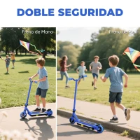 AIYAPLAY Patinete Eléctrico para Niños con Luces LED Acelerador de Pulgar y Ruedas sin Pinchazos Velocidad de hasta 10 km/h Azul(m-8)