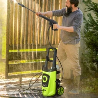 DURHAND Hidrolimpiadora de Alta Presión 1800W con Accesorios Ángulo Ajustable y Parada Automática 33x31,5x80,5 cm Verde y Negro(m-10)
