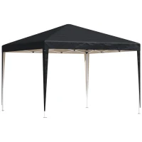 Outsunny Pavillon, 2,95 x 2,95 m Pop-Up-Faltpavillon, Gartenpavillon, Partyzelt, UV-Schutz, Stahl+Oxfordstoff, Schwarz(m-1)