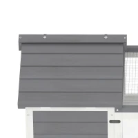 PawHut Houten schildpaddenhuis met twee verdiepingen, opklapbaar dak en lampenhouder, grijs(m-11)