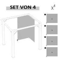 Outsunny Ersatzvorhang für Pavillon, 4er-Set, für 3x3m Pavillons, 302x205cm, Hellgrau(m-4)