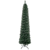 HOMCOM verschneiter Slim-Weihnachtsbaum mit 624 Zweigen, abnehmbare und klappbare Basis, Ø56x225cm, Grün(m-7)
