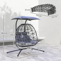Outsunny Two-Seater Rattan Egg Chair - Black(m-3)