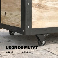 Outsunny Bancă de depozitare 121L cu 4 roți și mânere, din lemn și oțel, 100x50x43cm, culoare lemn(m-4)