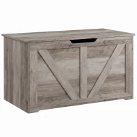 HOMCOM Aufbewahrungstruhe, Aufbewahrungsbank mit klappbarem Deckel und Sicherheitscharnieren, 80 x 40 x 45 cm, grau(m-7)