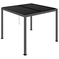Outsunny Pérgola con Techo Ajustable y Sistema de Drenaje Estructura de Aluminio para Jardín o Patio 298x298x223,5 cm Gris(m-1)