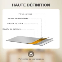 HOMCOM Miroir mural verrière rectangulaire style fenêtre, horizontal ou vertical avec 4 crochets, en métal doré - 50x70 cm(m-6)