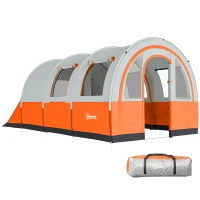 Outsunny Campingzelt bis 3 Pers., Familienzelt, separate Bereiche, wasserdicht, Cremeweiß(m-12)