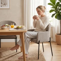 HOMCOM Sessel Wohnzimmer Loungesessel mit Chenille-Optik, Armlehnen, Metallbeinen für Schlafzimmer, Hellbraun(m-9)
