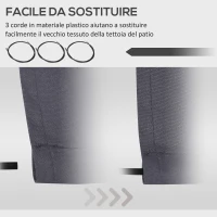 Outsunny Telo di Ricambio per Tenda a Bracci Retrattile in Poliestere Anti UV da 3.6x2.5 m, Grigio(m-4)