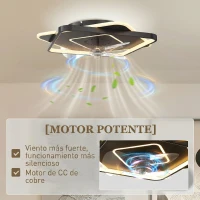 HOMCOM Ventilador de techo con luz y mando a distancia, ventilador LED de techo con 6 velocidades, 3 temperaturas de color(m-6)