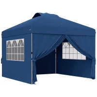 Outsunny Tonnelle barnum pop-up pliante 3 x 3 hauteur réglable parois latérales aérations fenêtres sac de transport à roulettes(m-1)