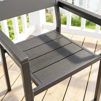 Outsunny 5 Pieces Garden Dining Set, Garden Table and Chairs Set for 4 with Square HDPE Table and Chairs with Armrests, Black(m-11)
