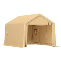 Outsunny Carport tente de garage 3 x 5,2 m, abri voiture extérieur carport pour voiture avec porte enroulable amovible jaune(m-1)