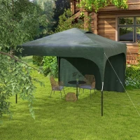 Outsunny Tenda Dobrável com Altura Ajustável 1 Parede Lateral Teto com Ventilação 4 Sacos de Areia e Bolsa de Transporte 3x3 m Verde(m-10)