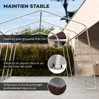 Outsunny Tente garage carport dim. 6,2L x 3,3l x 2,4H m acier galvanisé robuste PE haute densité 150 g/m² imperméable anti-UV(m-5)