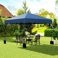 Outsunny Carpa Plegable 3x3m con Protección UV Altura Ajustable y Bolsa con Ruedas para 6-9 Personas Azul Oscuro(m-10)