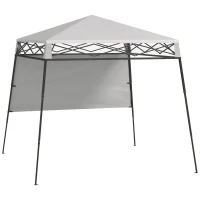 Outsunny Tenda Dobrável 220x220x200 cm com 1 Parede Lateral Bolsa de Transporte Impermeável e Proteção UV50+ para Jardim Pátio Branco(m-1)