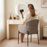 HOMCOM Sessel Wohnzimmer Loungesessel mit Chenille-Optik, Armlehnen, Metallbeinen für Schlafzimmer, Hellbraun(m-8)