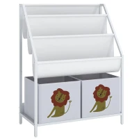 AIYAPLAY Kinderboekenkast met 3 hangende boekenplanken en 2 lades, 60 x 30 x 76 cm, wit(m-1)