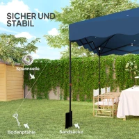 Outsunny 3 x 3 m Pop-up Paviljoen, Hoogteaanpasbaar Tuinpaviljoen, met RolTas, voor Tuin, Terras, Metaal, Stof, Donkerblauw(m-7)