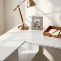 HOMCOM Bureau d'Angle, 120 x 100 x 76 cm, Bureau Informatique en L avec Plateau de Clavier, 4 Compartiments Ouverts, Blanc(m-11)