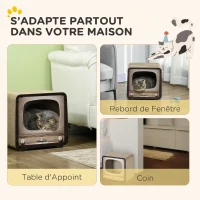 PawHut Griffoir pour Chat 2 en 1 en Forme de Téléviseur, Maison et Tapis à Griffer en Carton Ondulé, 39x29x37cm, Marron(m-4)