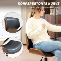 HOMCOM Thuiswerkstoel van kunstleer in hoogte verstelbaar draaistoel tot 135 kg belastbaar 52 x 54 x 74-84 cm Zwart+Walnootbruin(m-4)