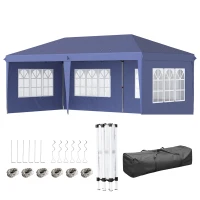 Outsunny 3 x 6m Pop Up Gazebo, Height Adjustable Marquee Party Tent with Sidewalls and Storage Bag, Blue(m-10)