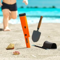 Outsunny Metalldetektor für Erwachsene, Tragbar Ortungsgerät mit LED Indicator, Wasserdicht Schnurlos Metallsuchgerät Orange(m-10)