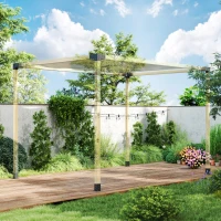 Outsunny Pergola Kit, DIY Pergola Brackets with 3-Way Pergola Corner Brackets and Post Base for 92mm Lumber(m-10)