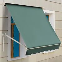 Outsunny Toldo Manual Retráctil de Aluminio Toldo para Exterior Toldo de Balcón Ángulo Ajustable Impermeable Anti-UV Tela de Poliéster 180x70cm Verde(m-2)