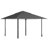 Outsunny 4 x 4m Pop-up Gazebo with Double Roof Canopy Tent, UV Proof, Includes Roller Bag & Adjustable Legs for Outdoor Party, Steel Frame, Dark Grey(m-11)